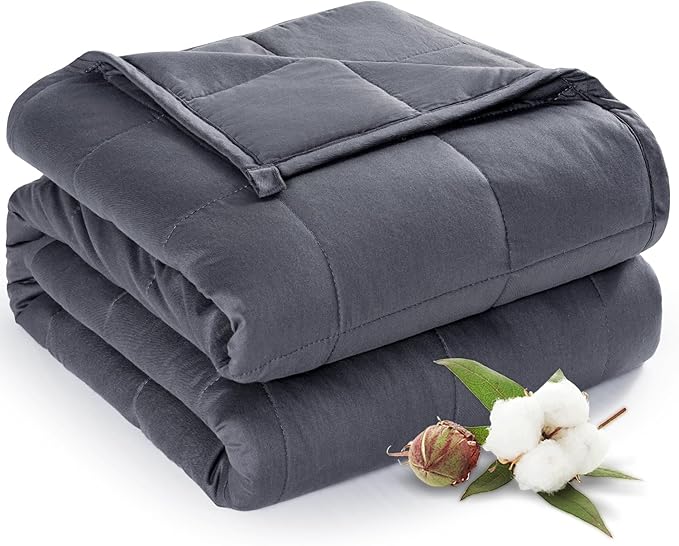 Sivio Weighted Blanket for Adults 100% Cotton, 60"x80" Queen Size 20 lbs, Cooling Summer Heavy Blanket for Sleeping, Breathable Soft Blankets with Premium Glass Beads, Machine Washable, Dark Grey
