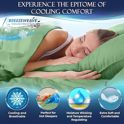 DECOLURE Cooling Sheets Queen Set 4pcs - Luxurious & Ultra-Soft Cooling Bed Sheets Queen Size for Hot Sleepers - Comfortable Bamboo Viscose Microfiber Queen Bed Sheets Set Cooling (Sage Green)