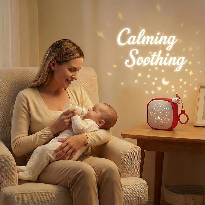 White Noise Sound Machine Baby with Star Projector | Portable Sound Music Soother for Kids & Infants | Perfect Baby Gifts for Christmas Themed Holiday Decor, Car, Travel (Santa Claus)
