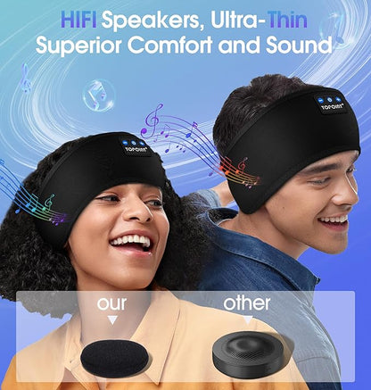 TOPOINT Sleep Headphones Bluetooth 5.4, Sports Wireless Earphones Sweat Breathable with HD Stereo Speaker for Women Men Sports Gifts Workout Jogging Yoga Insomnia Travel Meditation