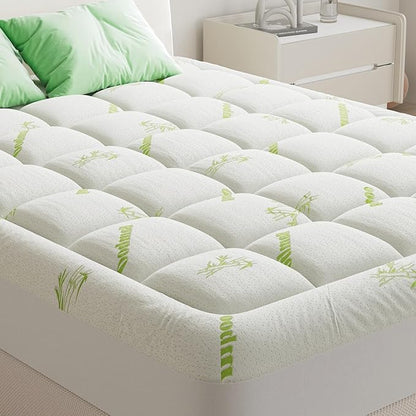 NEWBULIG Twin XL Mattress Topper Viscose Derived from Bamboo, Thick Pillow Top Mattress Pad with Stretchable Pockets, Soft Mattress Topper for Back Pain Relief