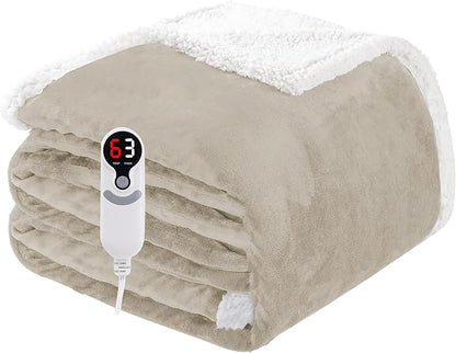 Electric Heated Blanket Full Size 72"x84", Soft Flannel with Overheat Protection, 9 Adjustable Heat Settings & 10-Hour Auto-Off Timer, Fast Heating for Winter Comfort, Camel
