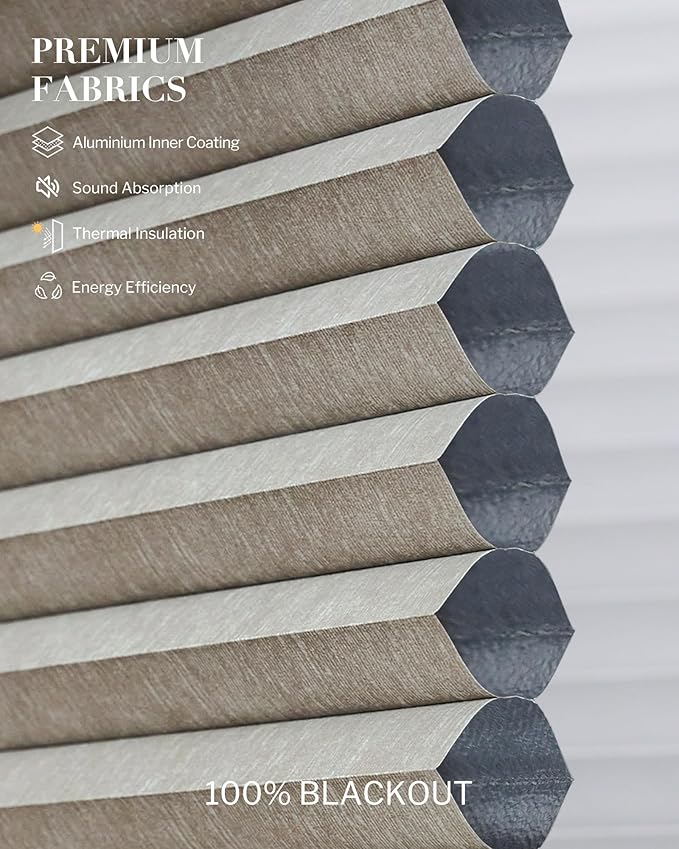 Graywind Smart Angled Blinds Compatible with Alexa Google Motorized Right Trapezoid Shades Solar Powered Customized for Odd-Shaped Window (Blackout Melange Coffee)