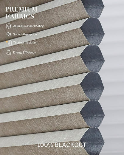 Graywind Smart Angled Blinds Compatible with Alexa Google Motorized Right Trapezoid Shades Solar Powered Customized for Odd-Shaped Window (Blackout Melange Coffee)