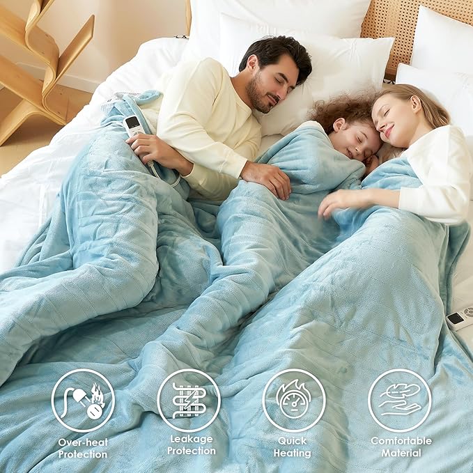 EHEYCIGA Heated Throw - Heating Blanket with 9 Levels & 10 Hr Auto Off, Soft Cozy Sherpa Blanket, 50 x 60 Inches