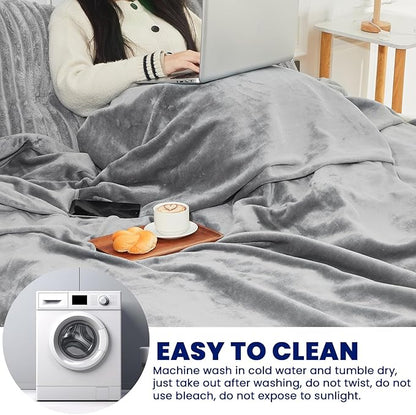 Preboun 78.74 x 59.06 Inch Large Faraday Blanket for Pregnant Babies, Emf Blanket Protection 5 G, Bluetooth, Phone Towers, Two Sides Using for Beds Couches Travel (Flannel, Grey)