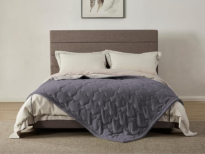 ZZZhen Weighted Blanket - High Breathability - 48''72'' 15LB - Premium Heavy Blankets - Calm Sleeping for Adult and Kids, Durable Quilts Waffle Grey, 48''72'' - 15LB