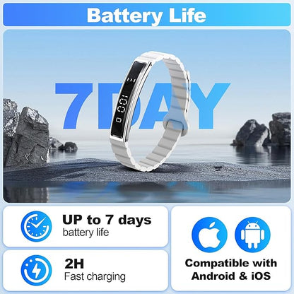 Smart Bracelet for Women Men, Health Activity Fitness Trackers, 24/7 Heart Rate, Blood Oxygen & Stress Monitor, 24H Sleep Tracker, Smart Wristband with Free APP 2 Bands, Grey