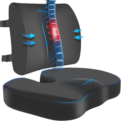 Seat Cushion, Lumbar Support Pillow with Adjustable Strap-Chair Cushions for Sciatica Pain Relief-with Washable Cover Memory Foam for Car, Travel and Wheelchair-Gray X-Large