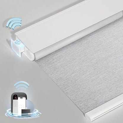 Smart Motorized Blinds with Remote, Cordless No-Drill Automatic Roller Shades, Blackout Electric Blind for Windows, Grey, 23 x 72