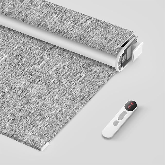 Bringnox No Drill Motorized Blinds with Remote,Blackout Windows,with Apple Homekit,Alexa,Google, with App,Voice Control Custom Size