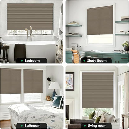 LazBlinds No Tools No Drill Cordless Cellular Shades, Light Filtering Honeycomb Shades for Home, Thermal Insulation Blinds for Windows, 38" W x 48" H, Taupe