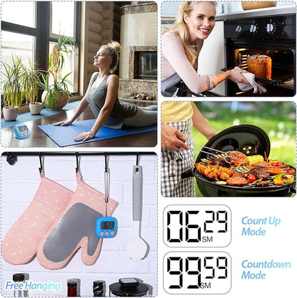 Leumoi 24 Pcs Digital Kitchen Timers Bulk Small Magnetic Timer On/Off Switch Minute Second Count up Countdown Loud Alarm for Classroom Cooking Baking(Blue)