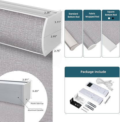 Motorized Roller Shades,70% Blackout Motorized Light Filtering Shades Compatible with Homekit Alexa Google,Smart Blind with Remote,Electric Shades for Home Office,Texure Rock Grey