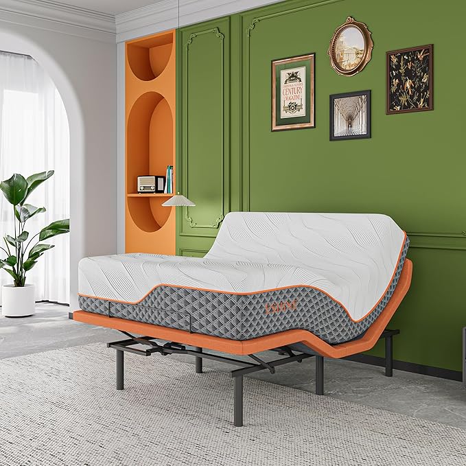 Queen Adjustable Bed Frame + 14” Hybrid Matt, Bed Base with Massage, Pillow-tilt, Smart App Control, Ergonomic Incline, Zero Gravity, Dual USB Port, Under Bed Light, Wireless Remote, 5000 Series