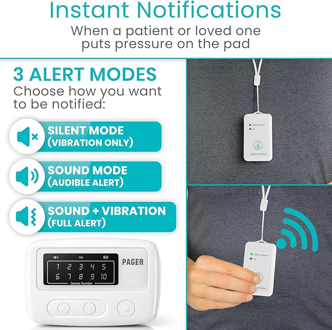 Vive Wireless Call Button - Emergency Alert System for Patients - Smart Portable Medical Panic Button - Notifies Nurse or Caretaker When Elderly Senior Needs Help - Perfect for Home Wander Prevention