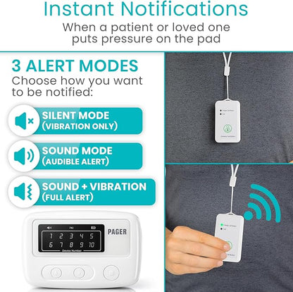Vive Wireless Call Button - Emergency Alert System for Patients - Smart Portable Medical Panic Button - Notifies Nurse or Caretaker When Elderly Senior Needs Help - Perfect for Home Wander Prevention