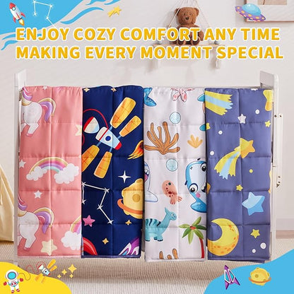 anfie Weighted Blanket Kids(40"x60" 10lbs) Weighted Blanket Cooling Blanket for Sleeping,Throw Size Breathable Blanket with Premium Glass Bead(Blue Aerospace)