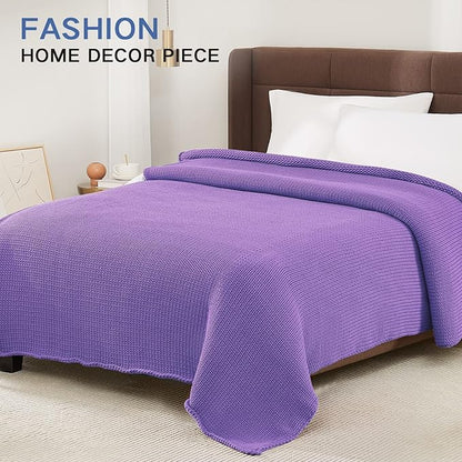 Guohaoi Knitted Weighted Blanket for Adults (Purple 48"x72" 12lbs) No Beads Cooling Throw Blanket for Hot Sleepers, Home Decor Breathable Chunky Knit Heavy Blanket Use on Full Size Bed