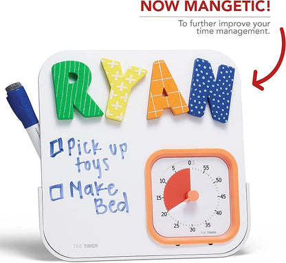 TIME TIMER MOD with Dry Erase Board — 60-Minute Visual Countdown Timer with Magnetic Whiteboard — for Notes, Chores, Classroom and Office Reminders, Visual Schedules, for Kids and Adults (Orange)