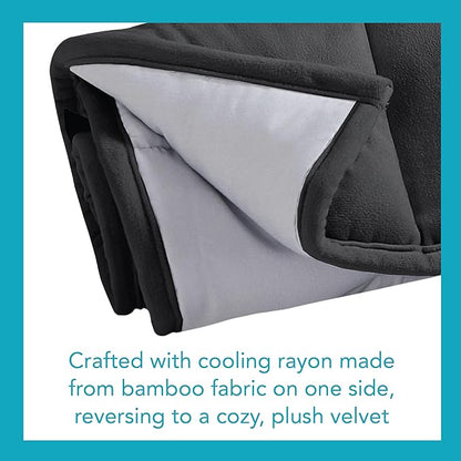 Dream Lab Calming Acupressure Cooling Reversible Weighted Lap Blanket with Glass Beads, 5 Pounds, Charcoal