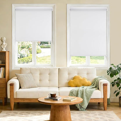 Grandekor Motorized Blinds with Remote Control, Blackout Roller Shade Electric Shades Cordless Smart Blinds for Bedroom Living Room Office,White,W42xH72