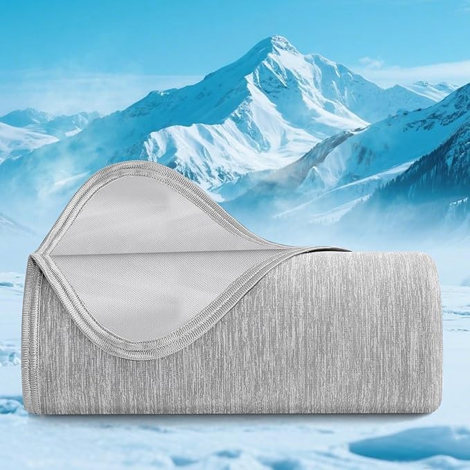 Bamboo Cooling Blanket - Double-Sided Soft Bed Throw Summer Blankets, Breathable Cold Bed Blanket for Night Sweats Sofa Home Office - 59"x79", Light Gray
