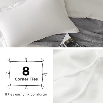 Bedsure Duvet Cover Twin/Twin XL Size - Soft Double Brushed Bedding Set for Kids & Adults, Zipper Closure, 2 Pieces, Includes 1 Duvet Cover (68"x90") & 1 Pillow Sham, NO Comforter, Ivory White