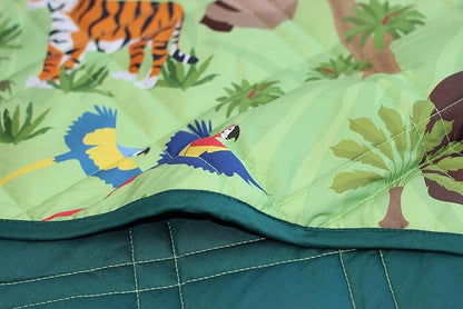 Aricove Kids Weighted Blanket, 5 lb, 36x48 inches, Small Size, Soft Cotton, Machine Washable, Green/Jungle Animals