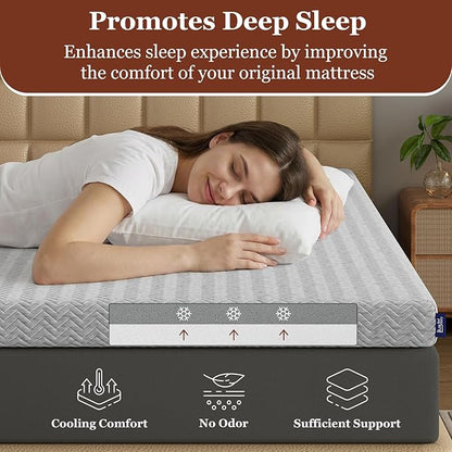 BedStory Firm Mattress Topper 4 Inch Full Size - Memory Foam Bed Topper for Pain Relief - Copper Gel Bamboo Charcoal Green Tea Infused Cooling Mattress Pad - CertiPUR-US Certified