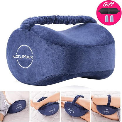 Knee Pillow for Side Sleepers - Sciatica Pain Relief - Back Pain, Leg Pain, Pregnancy, Hip and Joint Pain Memory Foam Leg Pillow (Pillow+Sleep Mask and Ear Plugs)