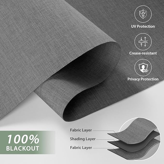 ZSHINE Motorized Blackout Window Blinds Over-Size Customize Width (21-114 Inches) Remote Control Wireless and Rechargeable Motor Roller Shades Blinds for Windows(82133D)