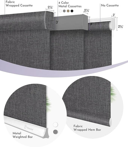 Graywind Motorized Shades 100% Blackout Compatible with Alexa Google WiFi Smart Hardwired Window Shade Remote Control Thermal Insulated Electric Blinds, Customized Size (Dark Gray)