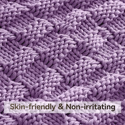 Knitted Weighted Blanket Adult, No Beads Heavy Blanket 60” x 80'' 20lbs, Breathable Chunky Knit Blanket, Cooling Weighted Blanket for Hot Sleepers, Christmas Home Decor (Lilac)