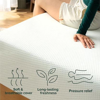 Zinus 10 Inch Twin Green Tea Memory Foam Mattress [New Version], Fiberglass Free, Medium Firm Feel, Zoned Pressure Relief, Certified Safe Foams & Fabric, Mattress in A Box