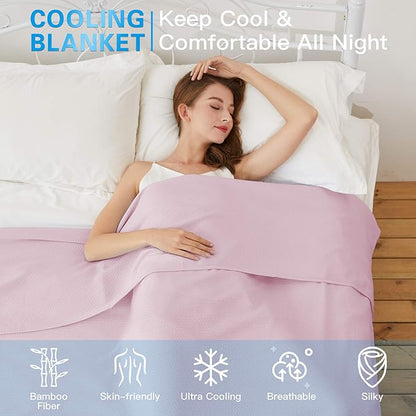 AmyHomie Cooling Blanket, 100% Rayon Derived from Bamboo, Cool Summer Blanket for Hot Sleepers Soft Comfy Lightweight Blankets for All Seasons(Light Purple, 59×79in)