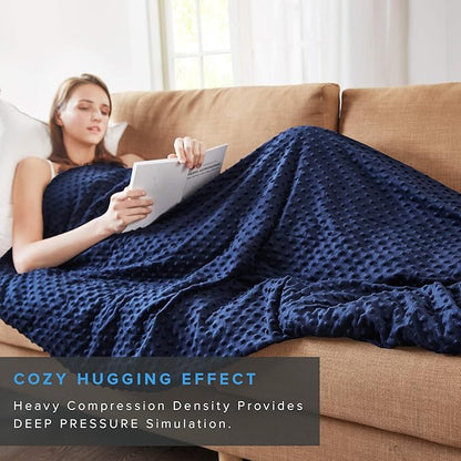 Degrees of Comfort Weighted Blanket Queen Size for Adults – Even Weight Distribution with Premium Glass Beads | Warm Heavy Blanket for One Person use (225~275lbs) Full Queen Bed 60x80 25lbs Navy