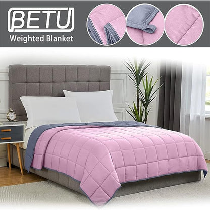 Weighted Blanket for Adults 20lbs, 80"x87", King Size Cooling Heavy Throw Blanket for 130-220lbs, Microfiber Soft Thick Big Blankets Weighted Comforter Gift for Sleeping, Pink Grey