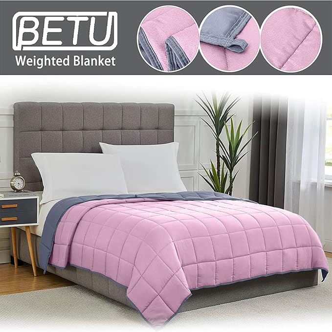 Weighted Blanket for Adults 20lbs, 88"x104", King Size Cooling Heavy Throw Blanket for 130-220lbs, Microfiber Soft Thick Big Blankets Weighted Comforter Gift for Sleeping, Pink Grey