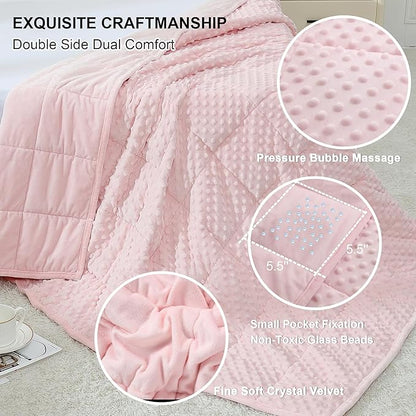 Alomidds Weighted Blanket, Luxury Velvet Weighted Blankets for Adults and Kids,Warm and Breathable Soft and Comfort Minky, Cute Heavy Blanket with Premium Glass Beads (36"x48" 5LBS, Pink)