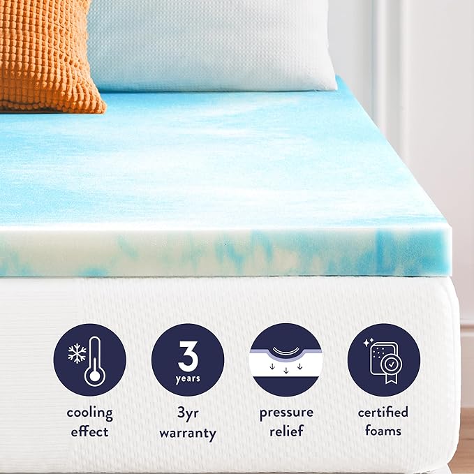 Best Price Mattress 2 Inch Swirl Gel AeroBreeze Cooling Air Flow Memory Foam Mattress Topper, Dorm Essentials, Queen