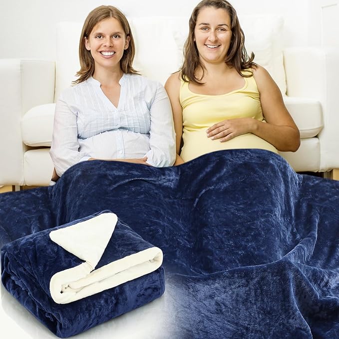 Preboun 108.27 x 86.61 Inch Large Faraday Blanket for Pregnant Babies, Emf Blanket Protection 5 G, Bluetooth, Phone Towers, Two Sides Using for Beds Couches Travel(Flannel, Blue)