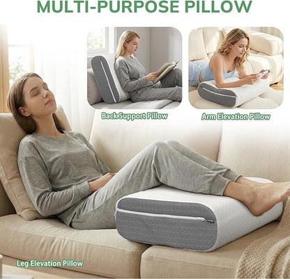 baibu Leg Elevation Pillow, Dual-Layer Design Knee Pillow for Back Sleeping, Leg Elevating Pillow to Raise Feet for Circulation, Knee Support, Leg Elevation, Back Pain Relief, 1PC, White