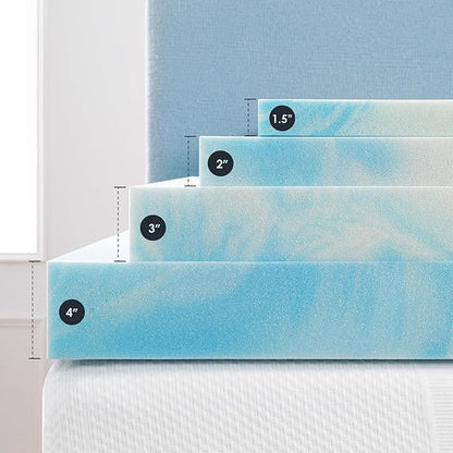 Best Price Mattress 1.5 Inch Swirl Gel AeroBreeze Cooling Air Flow Memory Foam Mattress Topper, Dorm Essentials, King