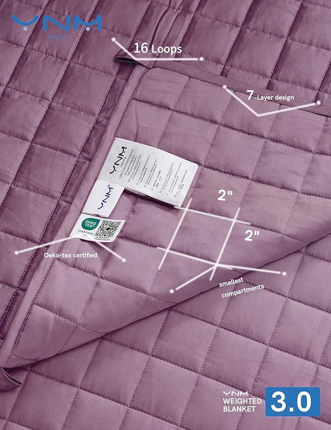 YnM Cooling Weighted Blanket for Adults, 15lbs Heavy Bed Throw for One Person of 140lbs, Perfect for Hot Sleepers or Warm Climates with Rayon/Glass Beads(60x80 Inches, Queen Bed, Fuchsia Purple)