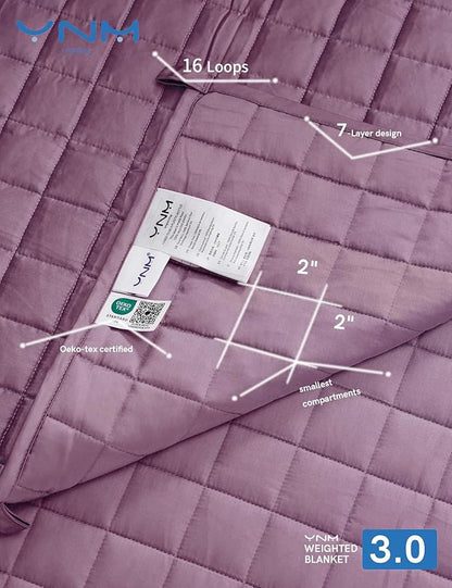 YnM Cooling Weighted Blanket for Adults, 15lbs Heavy Bed Throw for One Person of 140lbs, Perfect for Hot Sleepers or Warm Climates with Rayon/Glass Beads(60x80 Inches, Queen Bed, Fuchsia Purple)