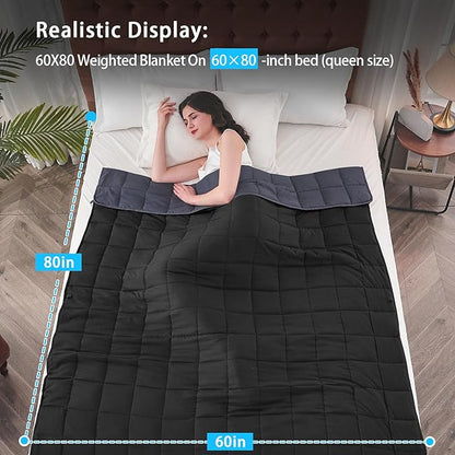 yescool Weighted Blanket for Adults (20 lbs, 60" x 80",Grey& Black) Cooling Heavy Blanket for Sleeping Perfect for 190-210 lbs, Queen Size Breathable Blanket with Premium Glass Bead, Machine Washable