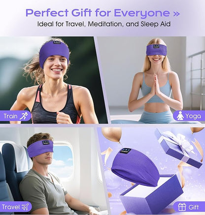 ink-topoint Sleep Headphones Bluetooth 5.4 Headband, 2 in 1 Sleep Mask with Bluetooth Headphones, Wireless Headband Earphones with Ultra-Thin HD Stereo Speaker, Music Headband for Running Workout Yoga