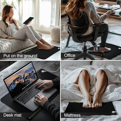 Grounding Mat for Sleep, Energy, Pain Relief, Inflammation, Balance, Wellness. Earth Connected Therapy. Indoor Grounding at Home, Office, Work. 15 Foot Cord Included,16 * 24 in