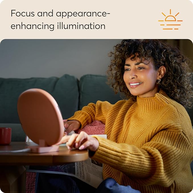 Lumie Dash – 10,000 Lux Compact Bright Light Therapy Lamp for Mood and Energy Boost and Winter Blues Relief, Crystal Clear Illumination and Maximum Visual Comfort - Terracotta Pink